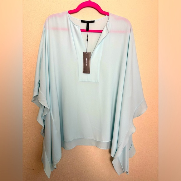 NWT BCBG Max Azria Dove Chiffon Kaftan Tunic Blouse in Light Azure Blue XS/S - Picture 1 of 8
